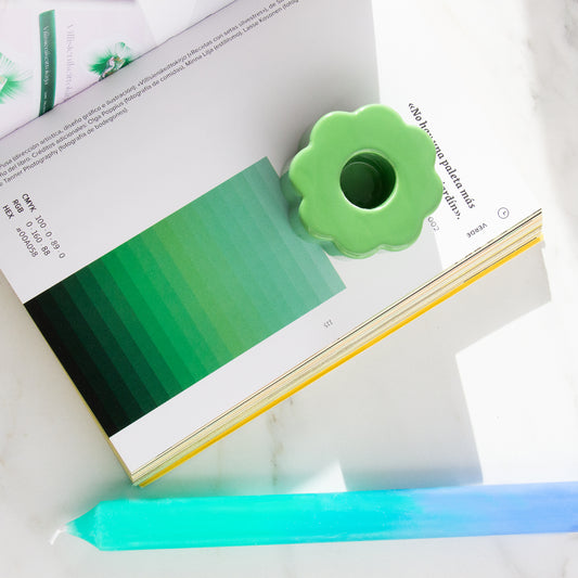 Green Flower Candle Holder
