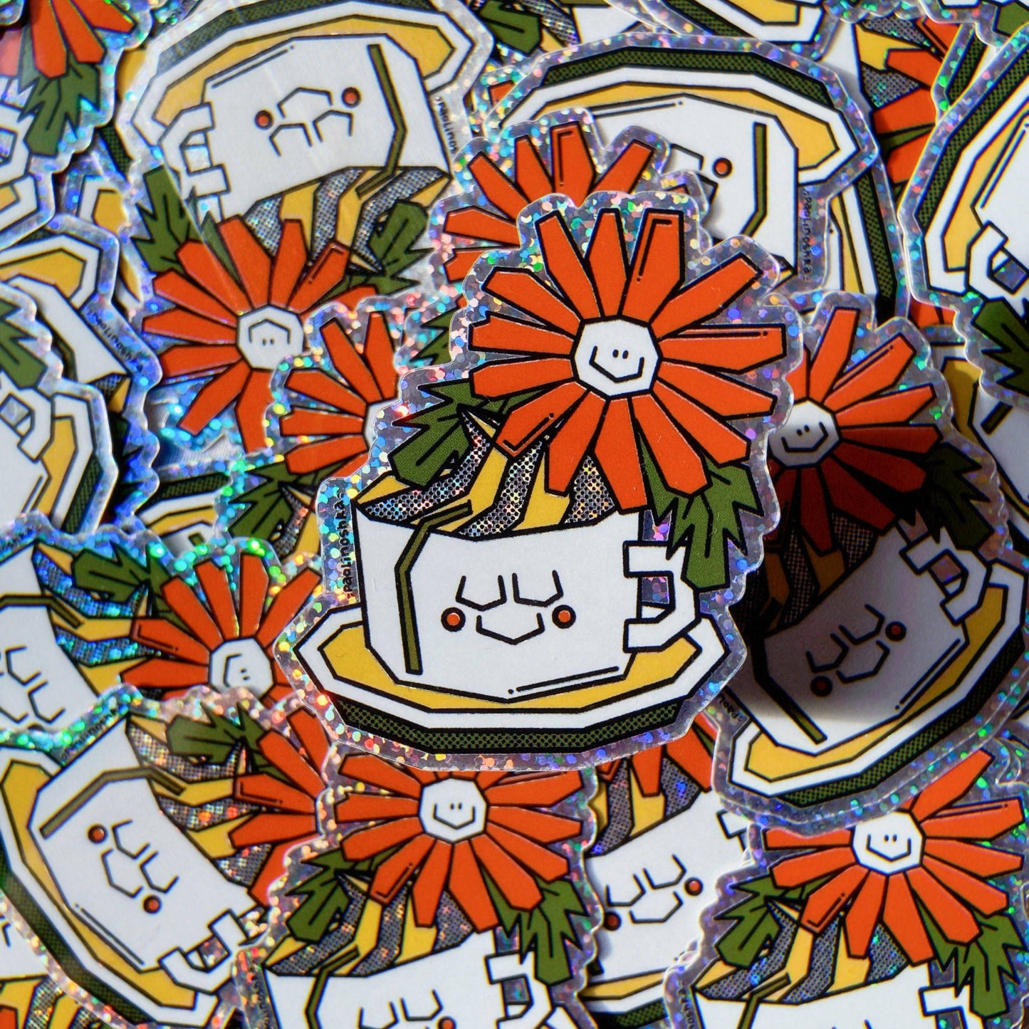 Spill The Tea Glitter Vinyl Sticker