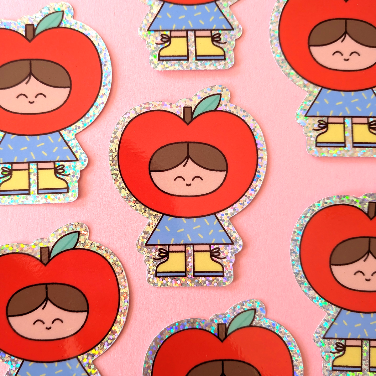 Apple girl glitter sticker