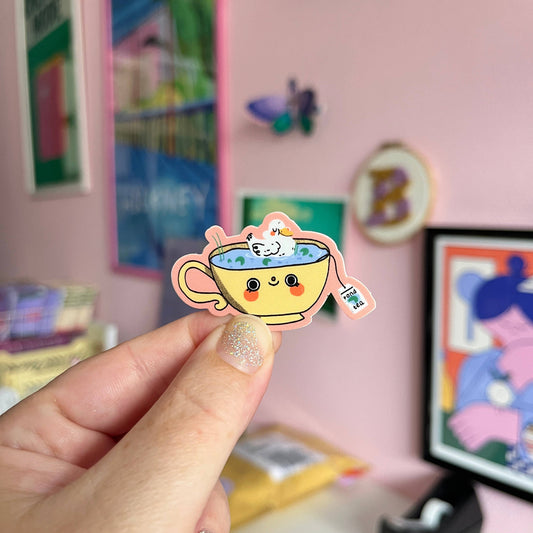 Tea Time Duck Sticker