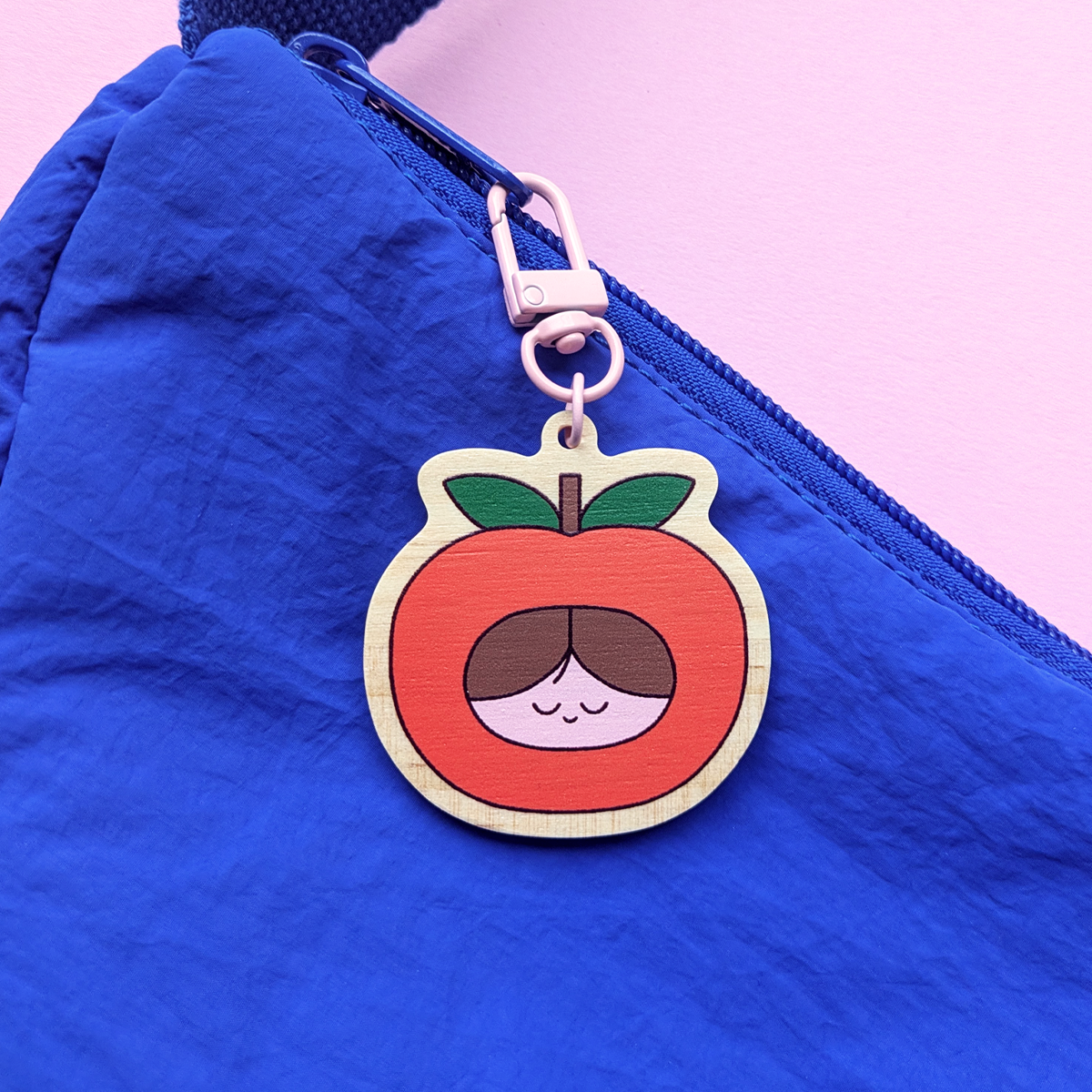 Wooden Apple Friend Keychain