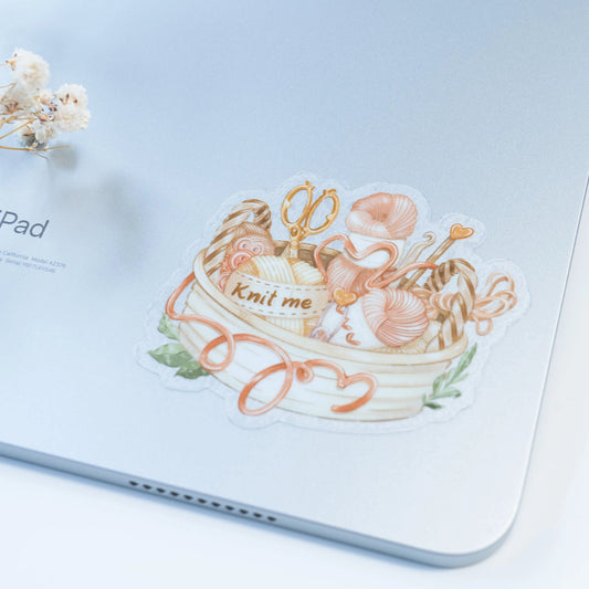 Clear Vinyl Sticker - Knit Me
