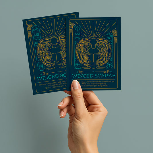 Winged scarab postcard