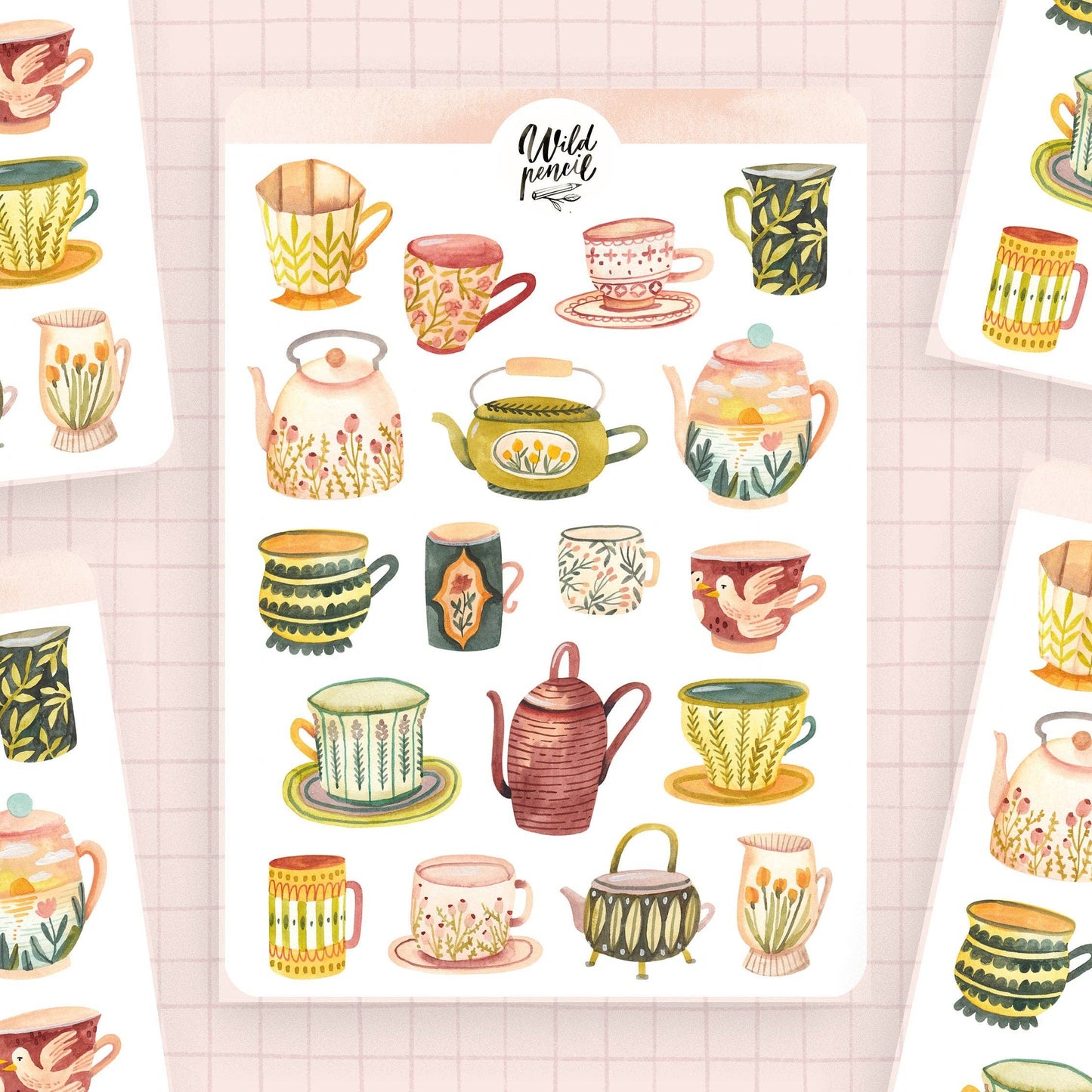 Romantic cups Sticker Sheet