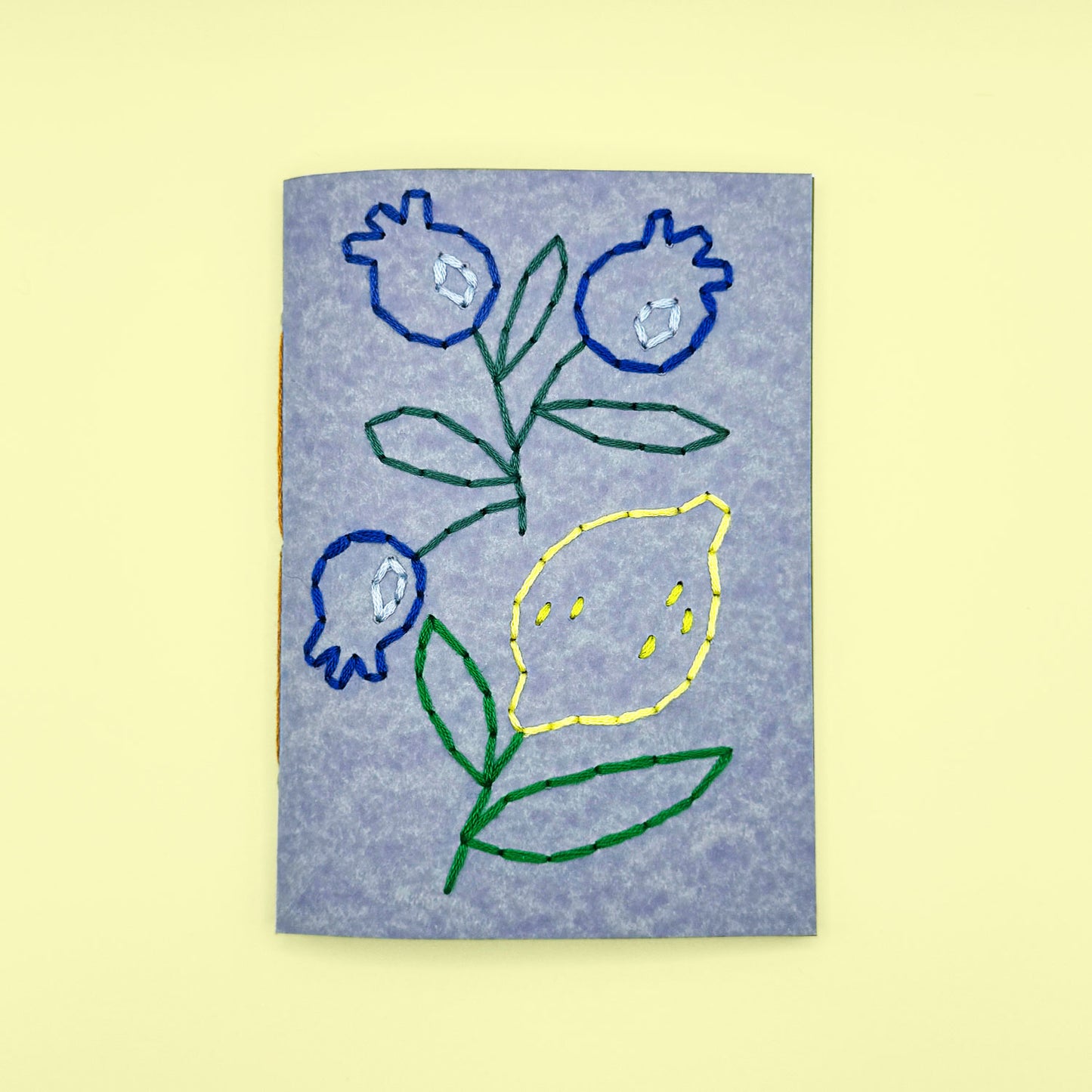 Lemon and berry embroidery notebook