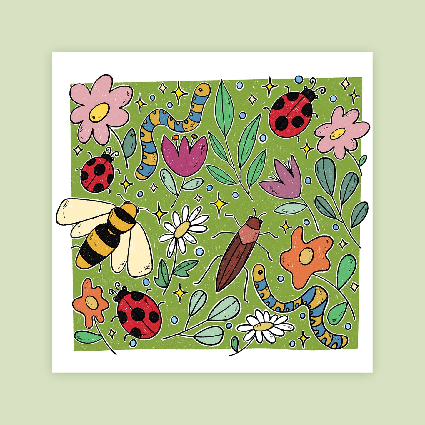 Bugs and Flowers print