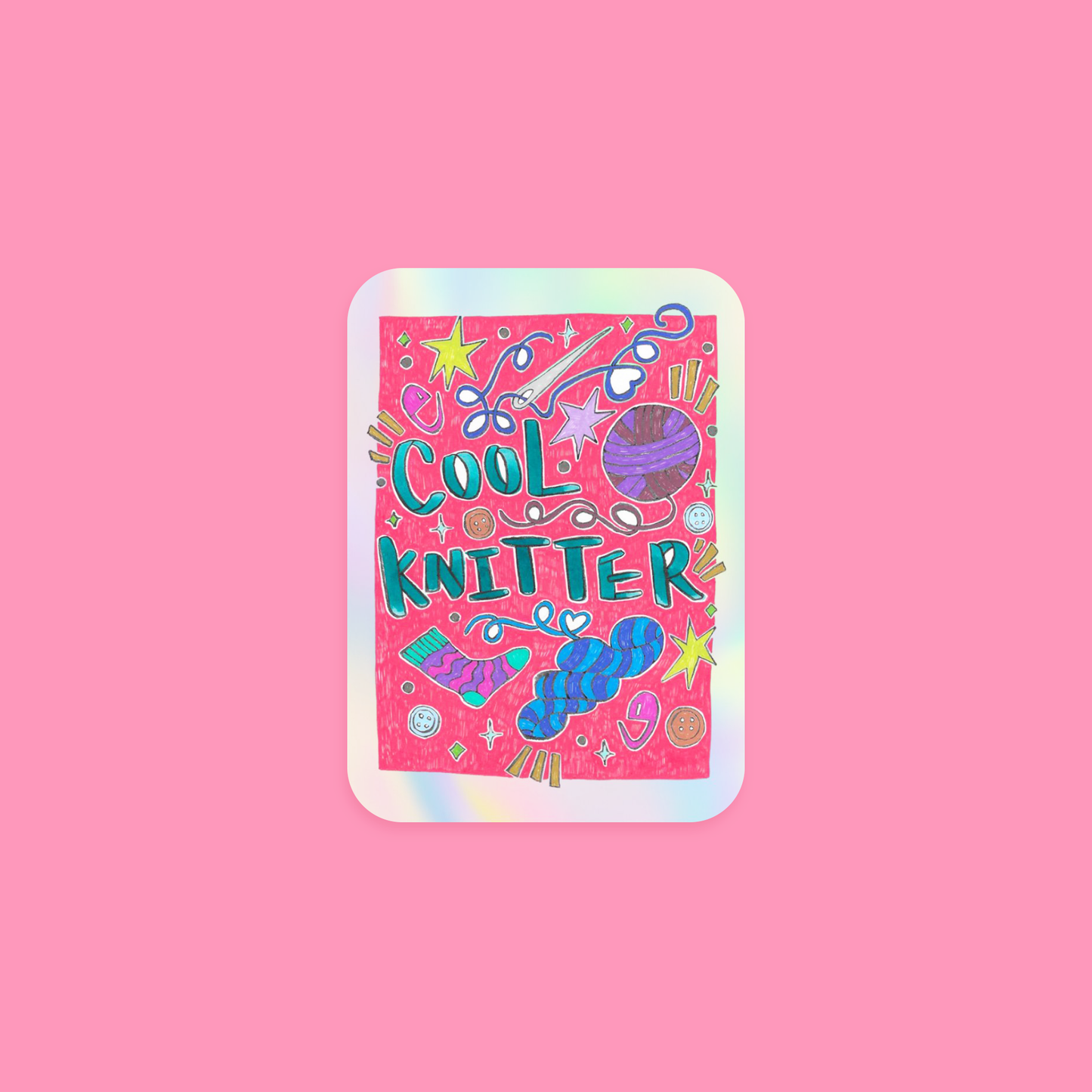 Cool Knitter Holographic Sticker