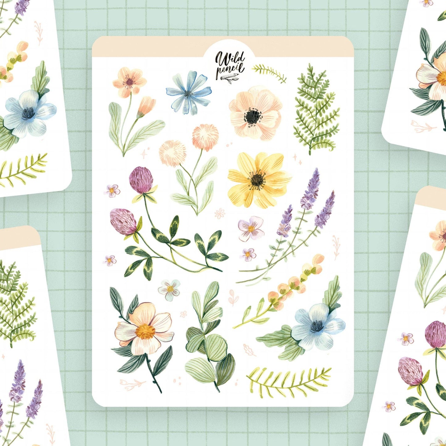 Pastel Flowers Sticker Sheet