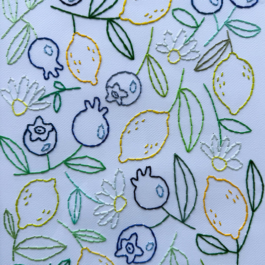 Berries and Citrus Embroidery Wall Art A3