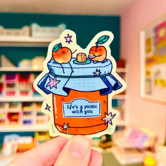 Apricot Picnic Glitter Sticker