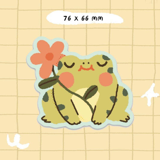 Frog and Flower Vinyl Sticker