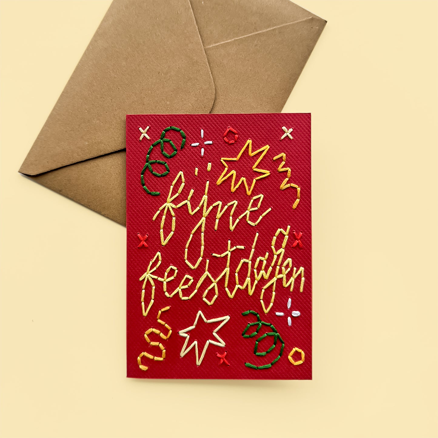 Fijne Feestdagen embroidery card