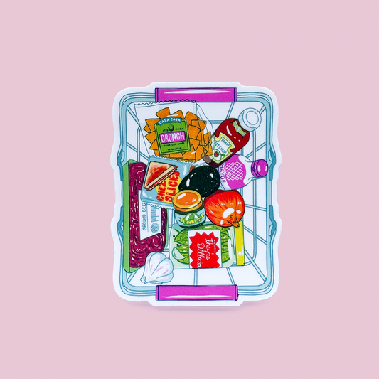 Cheeseburger Grocery Basket Vinyl Sticker
