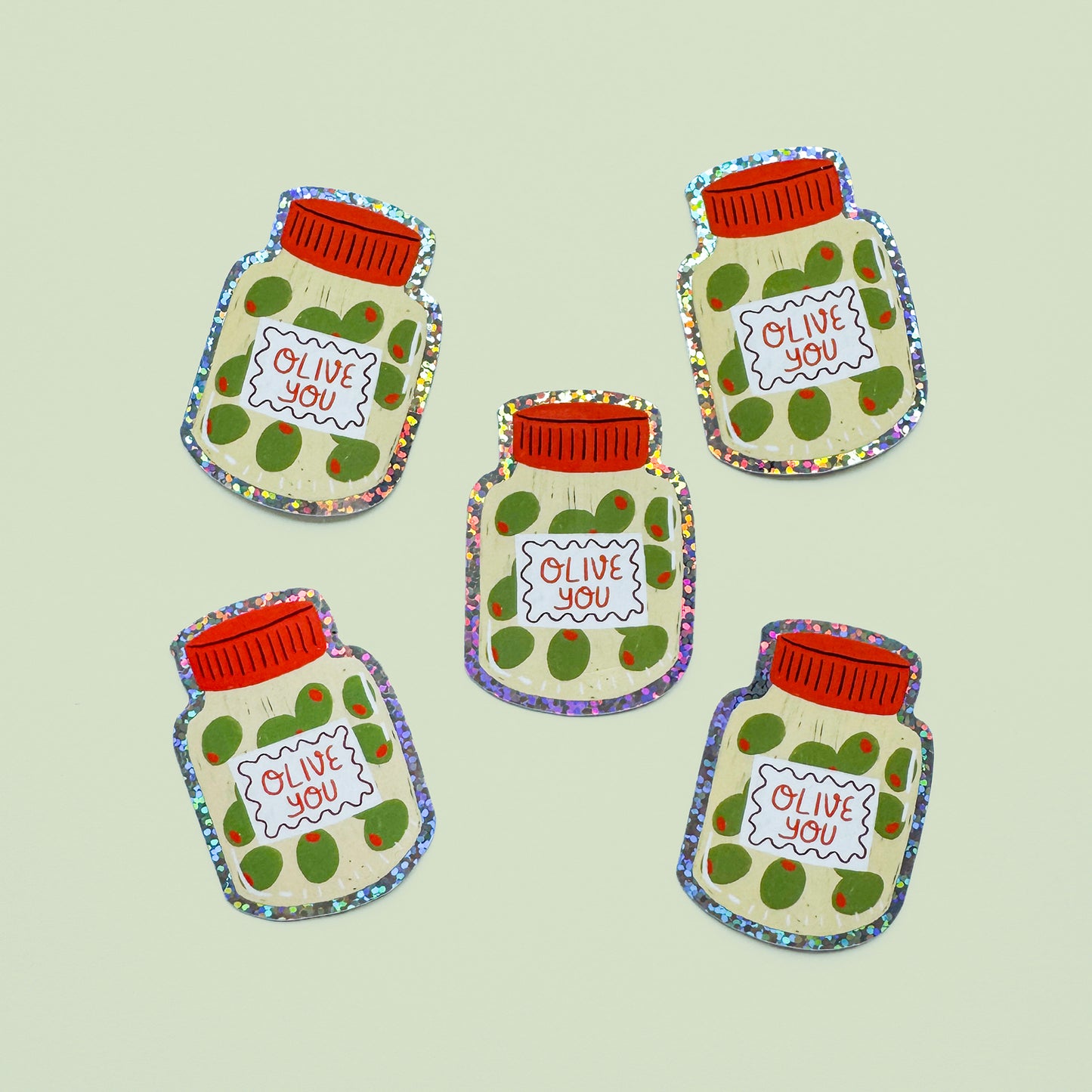 Olive You Glitter Sticker