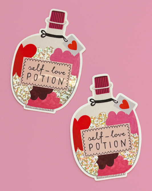 SELF-LOVE POTION glitter sticker