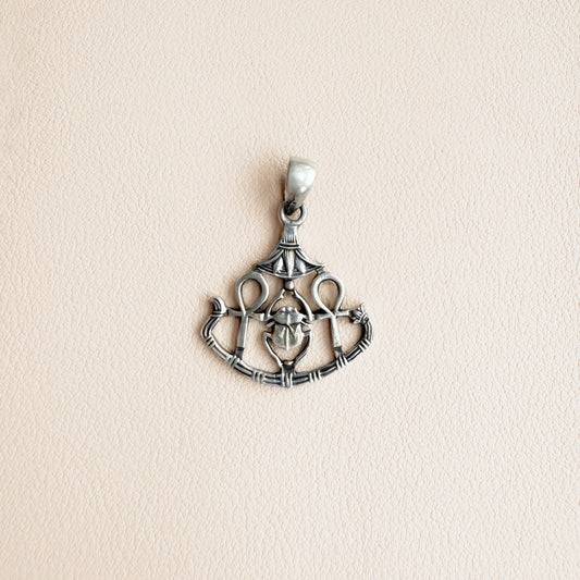 Scarab and keys of life pendant