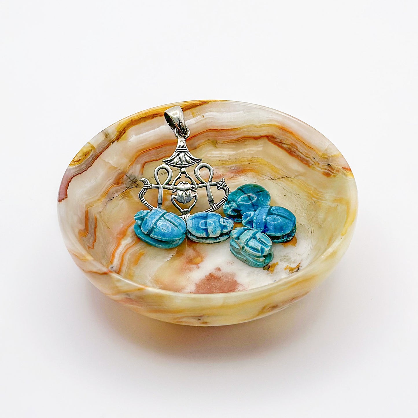 Scarab and keys of life pendant