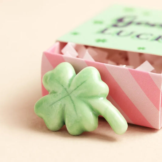 Lucky Clover - Tiny Matchbox Ceramic Token