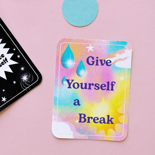 "Give Yourself a Break" Quote Illustrated Sticker