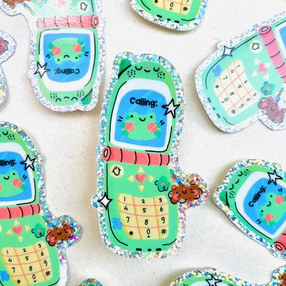 Frog Flip Phone Glitter Sticker