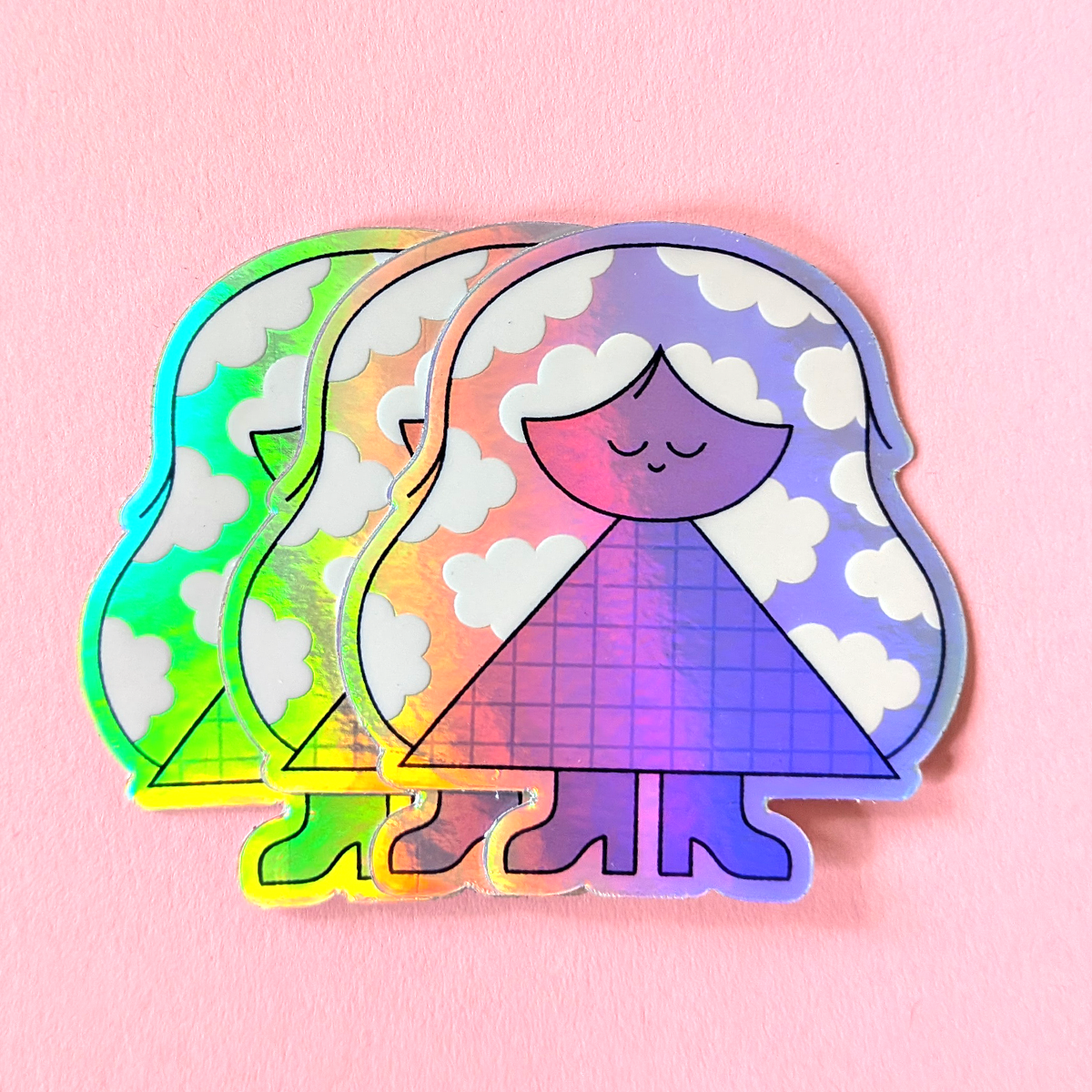 Head in the clouds holographic sticker