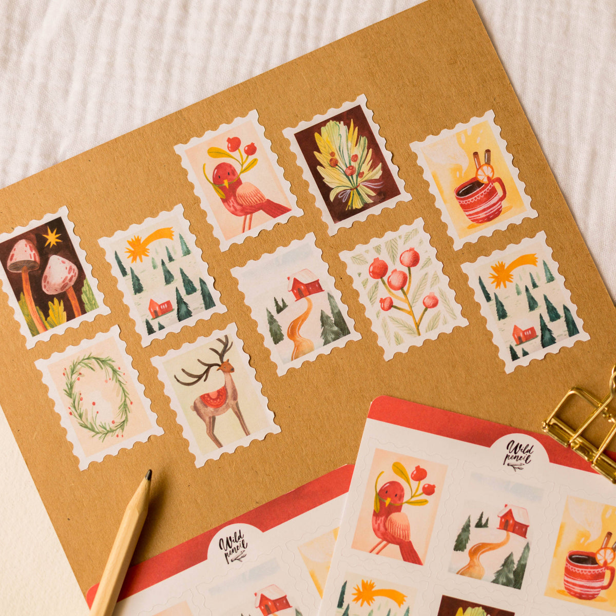 Christmas Stamps Sticker Sheet