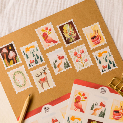 Christmas Stamps Sticker Sheet
