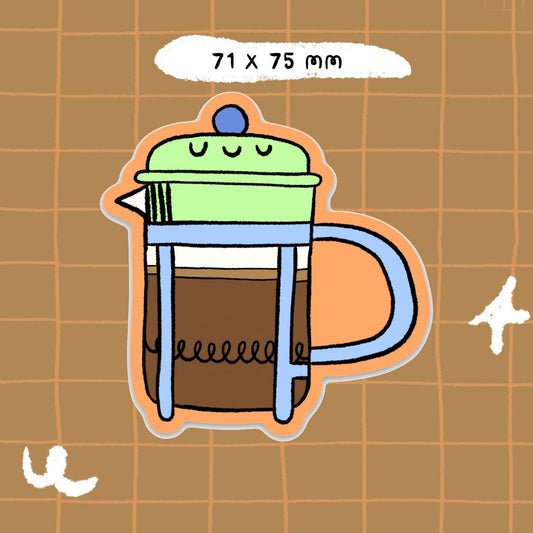 French Press Coffee Vinyl Sticker