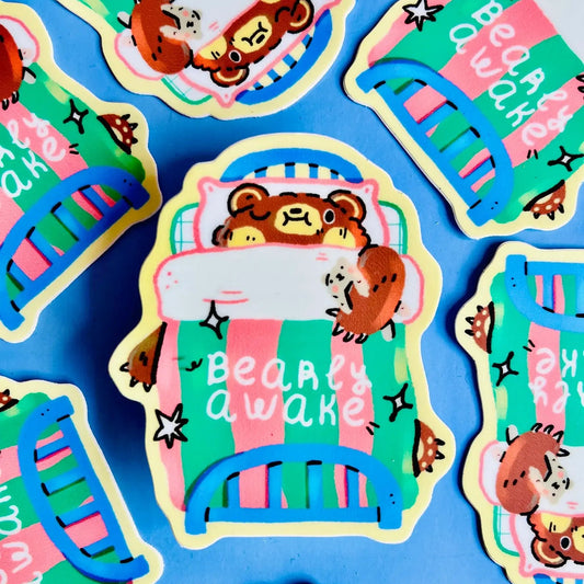 Bearly Awake vinyl Sticker