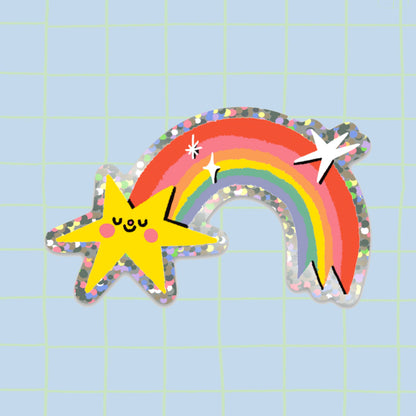 Rainbow Star Glitter Sticker