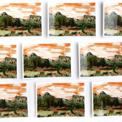 Orange landscape vinyl sticker