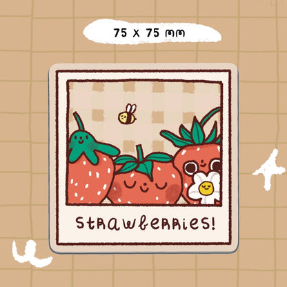 Strawberries! Polaroid Vinyl Sticker