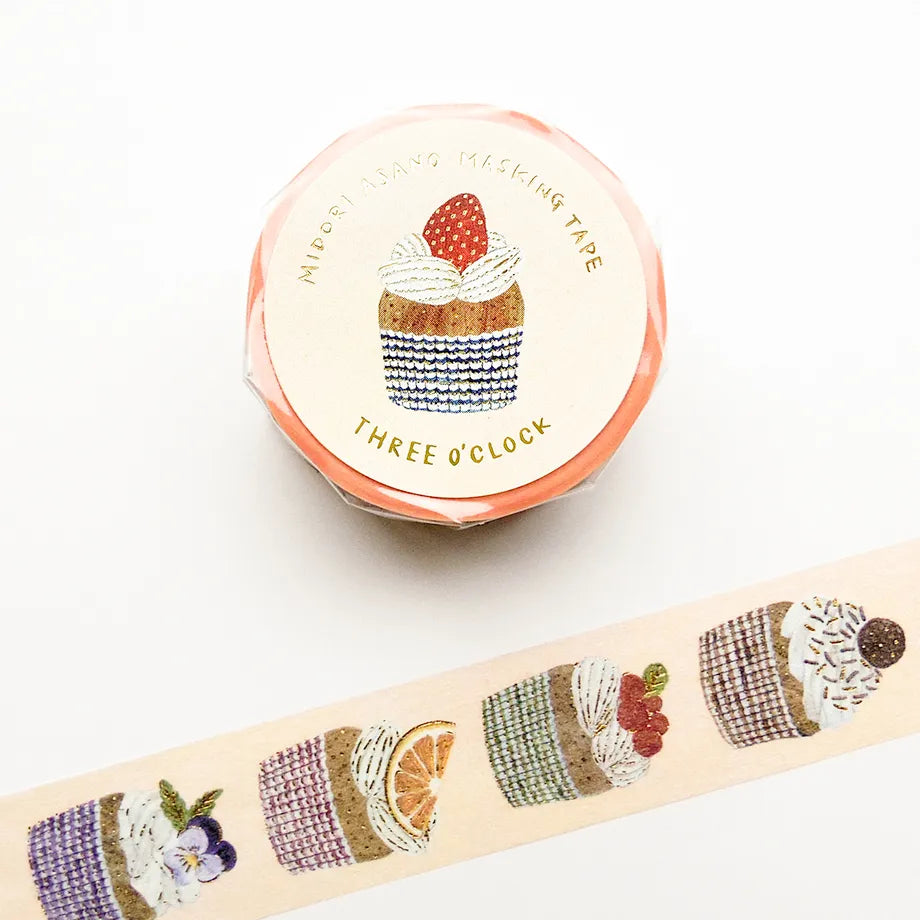 Foil stamped washi tape 3 o'clock snack