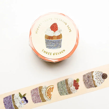 Foil stamped washi tape 3 o'clock snack