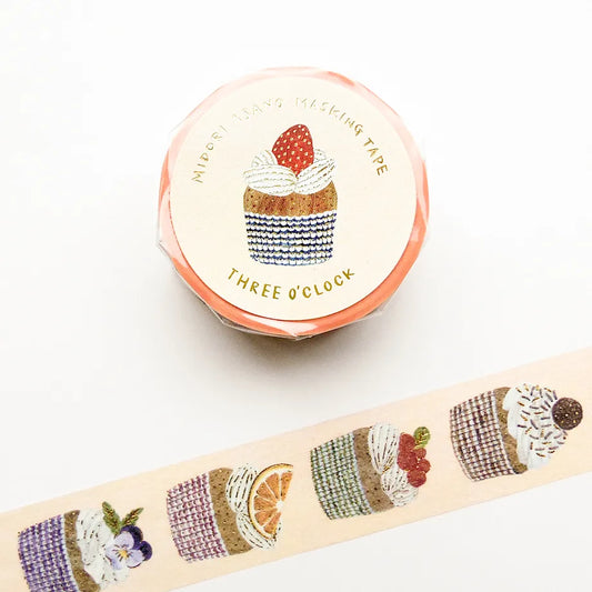 Foil stamped washi tape 3 o'clock snack
