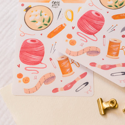 Knitting and Embroidery Sticker Sheet