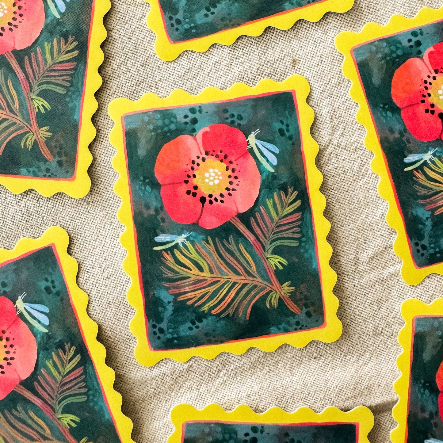 Poppy Stamp Vinyl Sticker