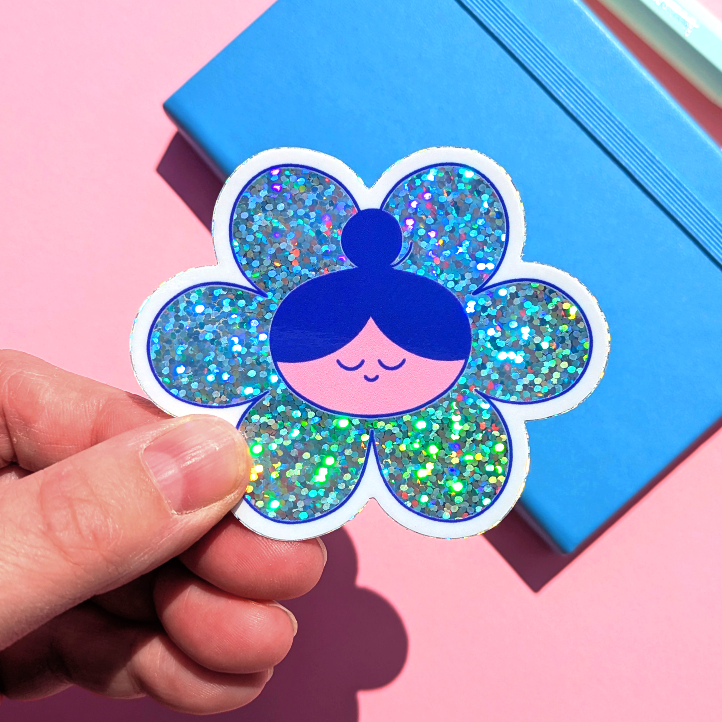 Glitter Flower Girl Sticker