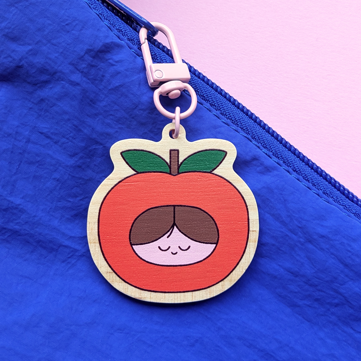 Wooden Apple Friend Keychain