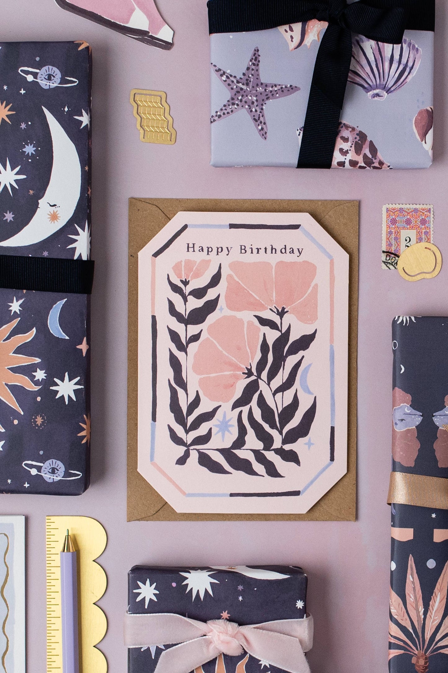 Leafy Floral Birthday Card