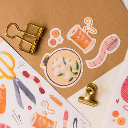 Knitting and Embroidery Sticker Sheet