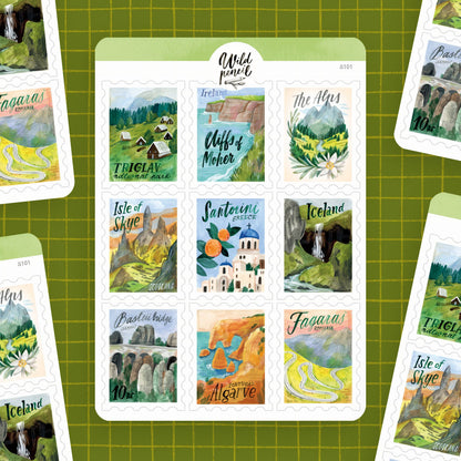 Travel Stamps Sticker Sheet
