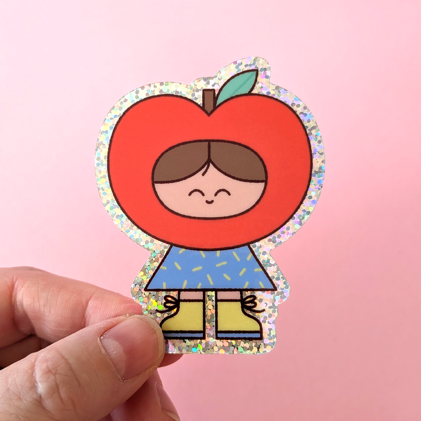 Apple girl glitter sticker