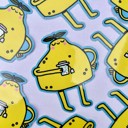 Lemon Tea Glitter Vinyl Sticker