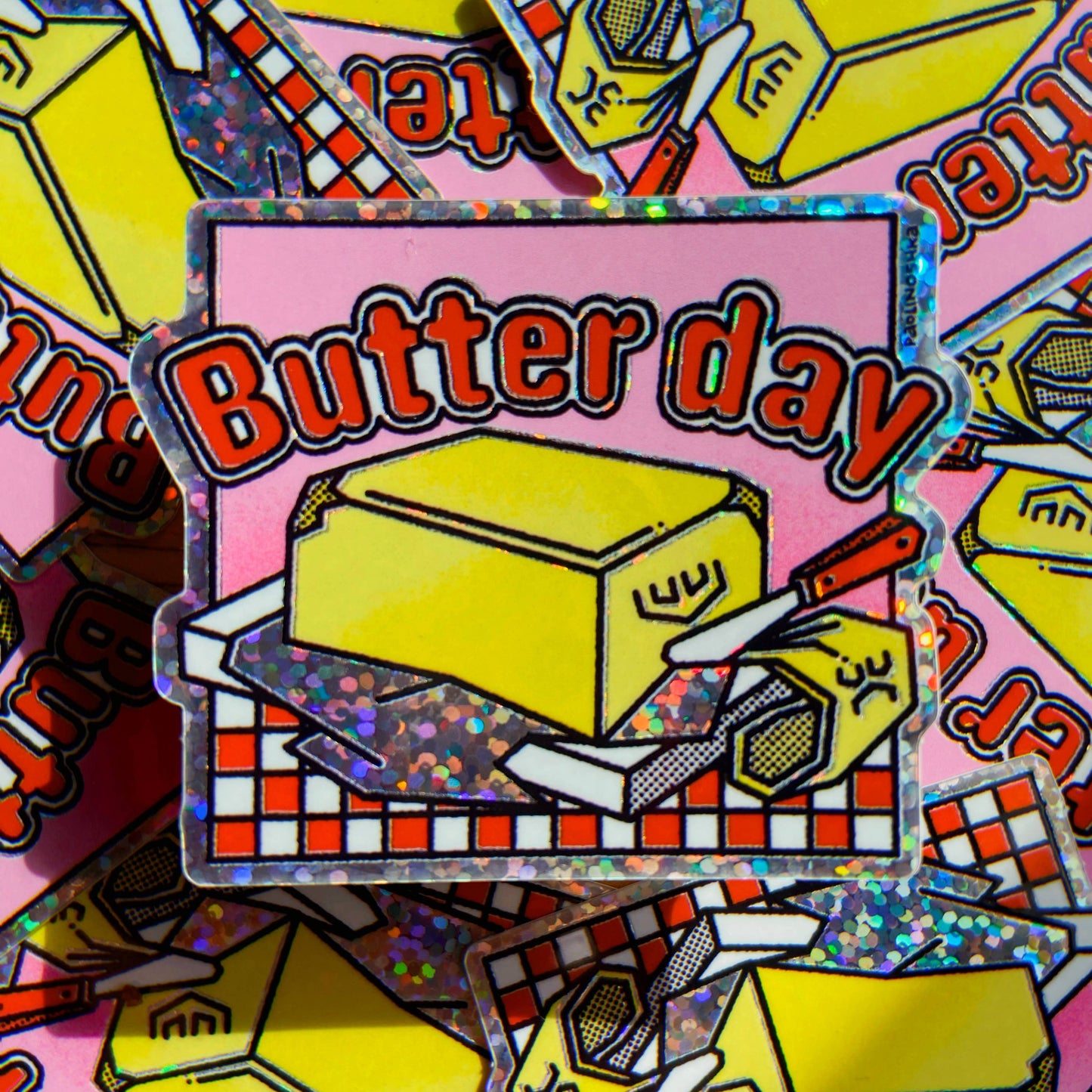 Butter Day Glitter Vinyl Sticker