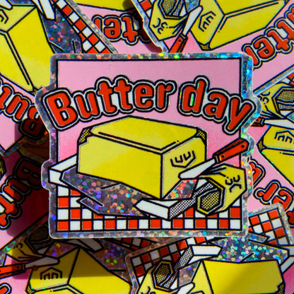 Butter Day Glitter Vinyl Sticker
