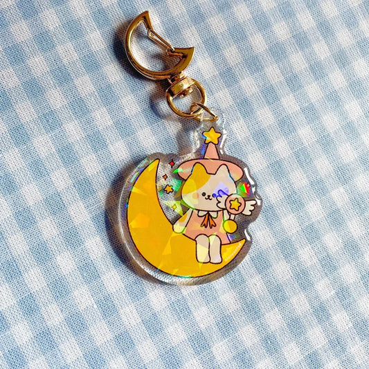 Cat on the moon Keychain