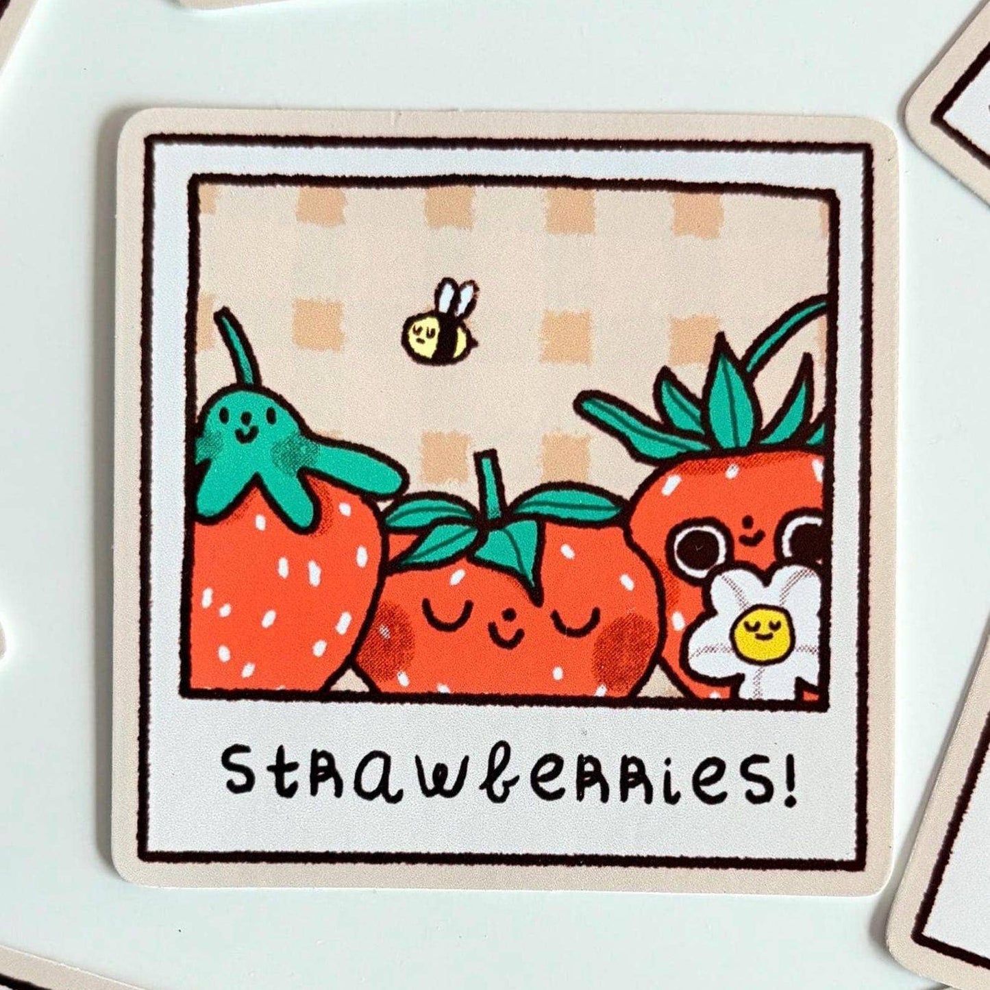 Strawberries! Polaroid Vinyl Sticker