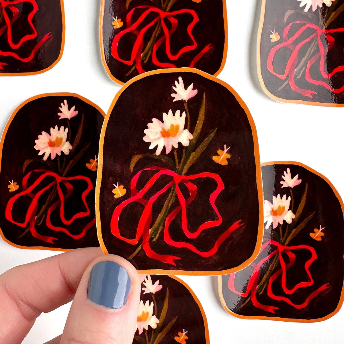 Flowers with ribbon sticker