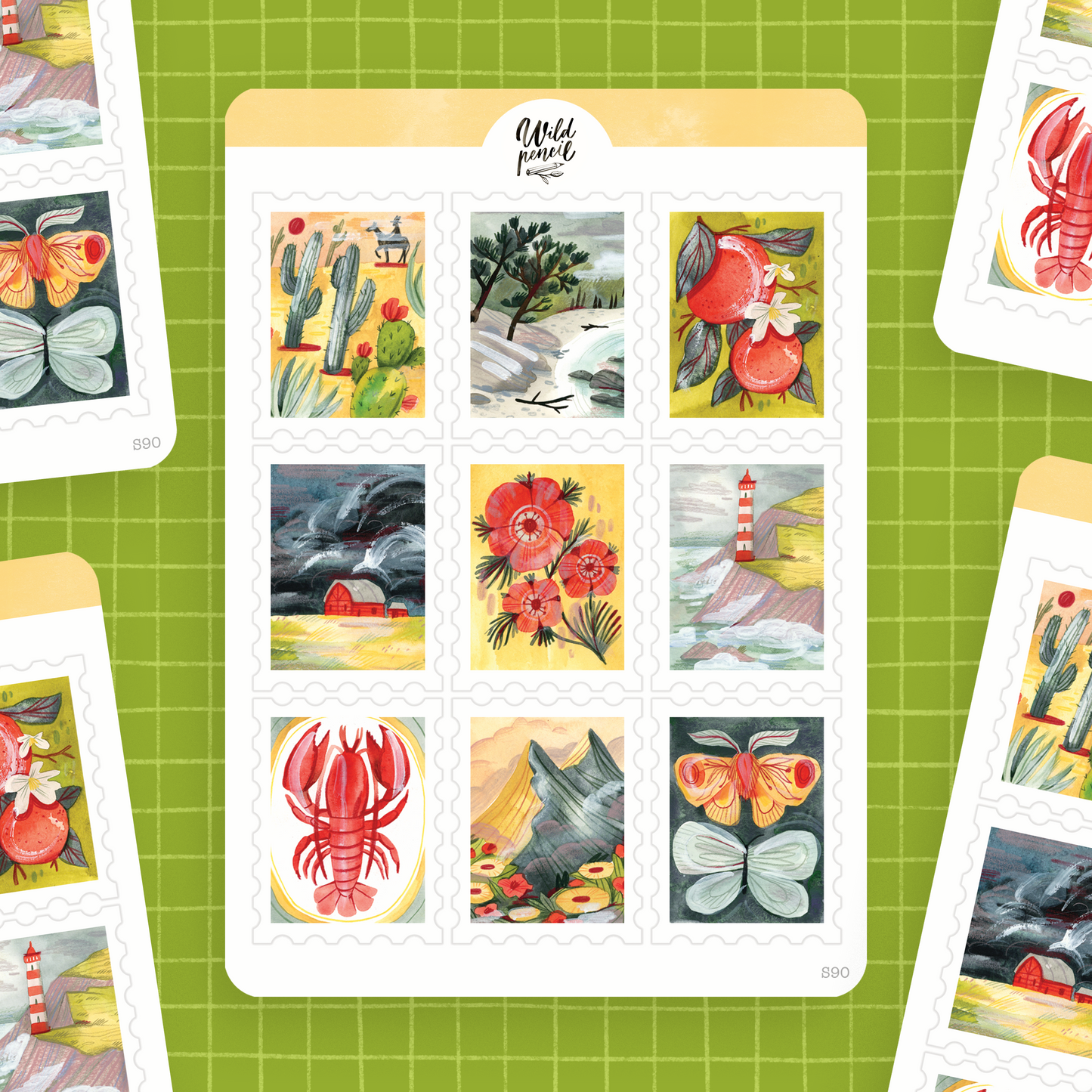Summer Stamps Sticker Sheet